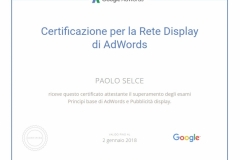 Paolo Selce attestato certificazione Google ADWORDS rete display