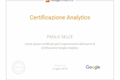 Paolo Selce attestato certificazione Google Analytics