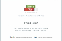 Paolo Selce attestato certificazione Google eccellenze in digitale